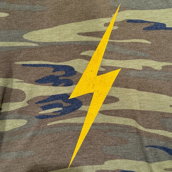 Aviator Nation women Camo Lightning Bolt cropped T-Shirt size XS - Picture 3 of 5